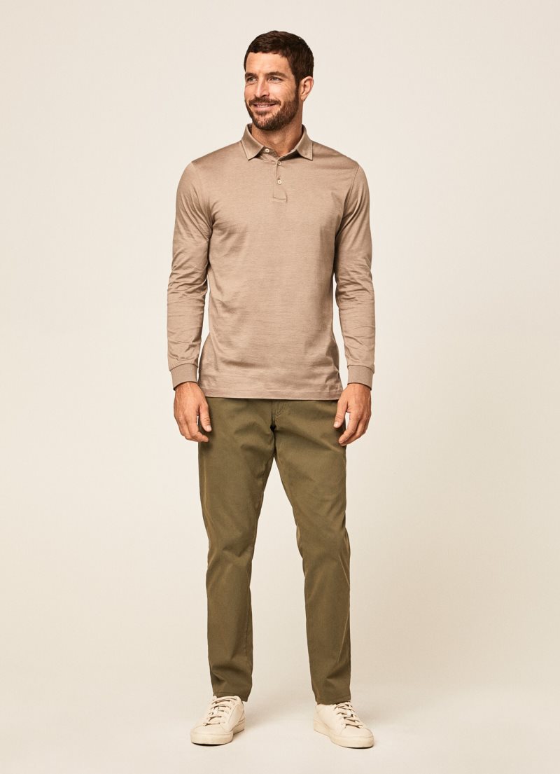 Hackett Slim Fit Long-sleeve Piketröja Herr Grå Bruna | HSOBXR-598