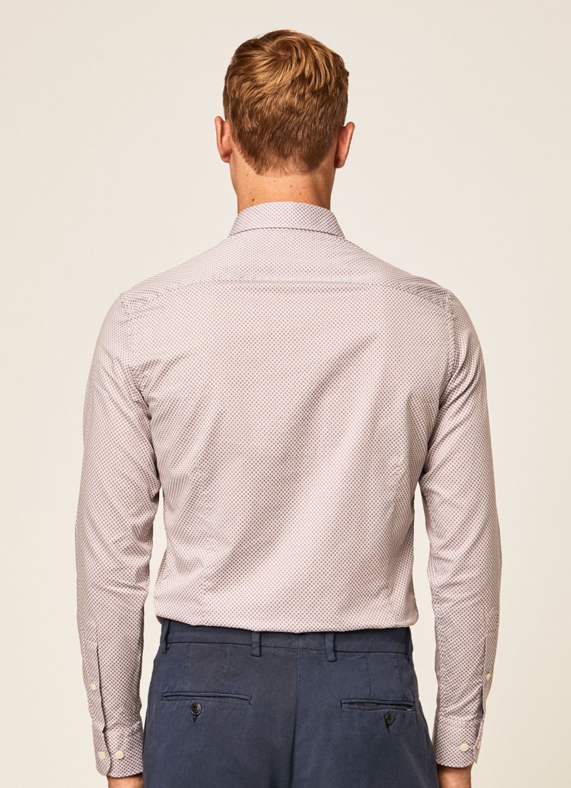 Hackett Slim Fit Printed Bomull Skjorta Herr Grå Röda | XGMYPA-783