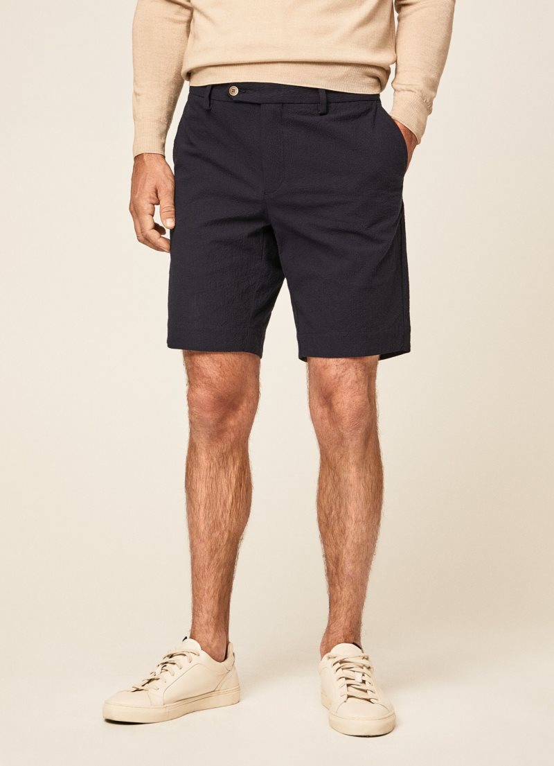 Hackett Slim Fit Seesucker Shorts Herr Marinblå | OTJWYM-427