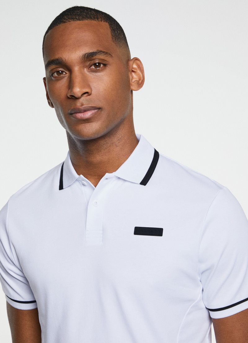 Hackett Slim Fit Sport Korta Sleeve Piketröja Herr Vita | NVTWQF-382