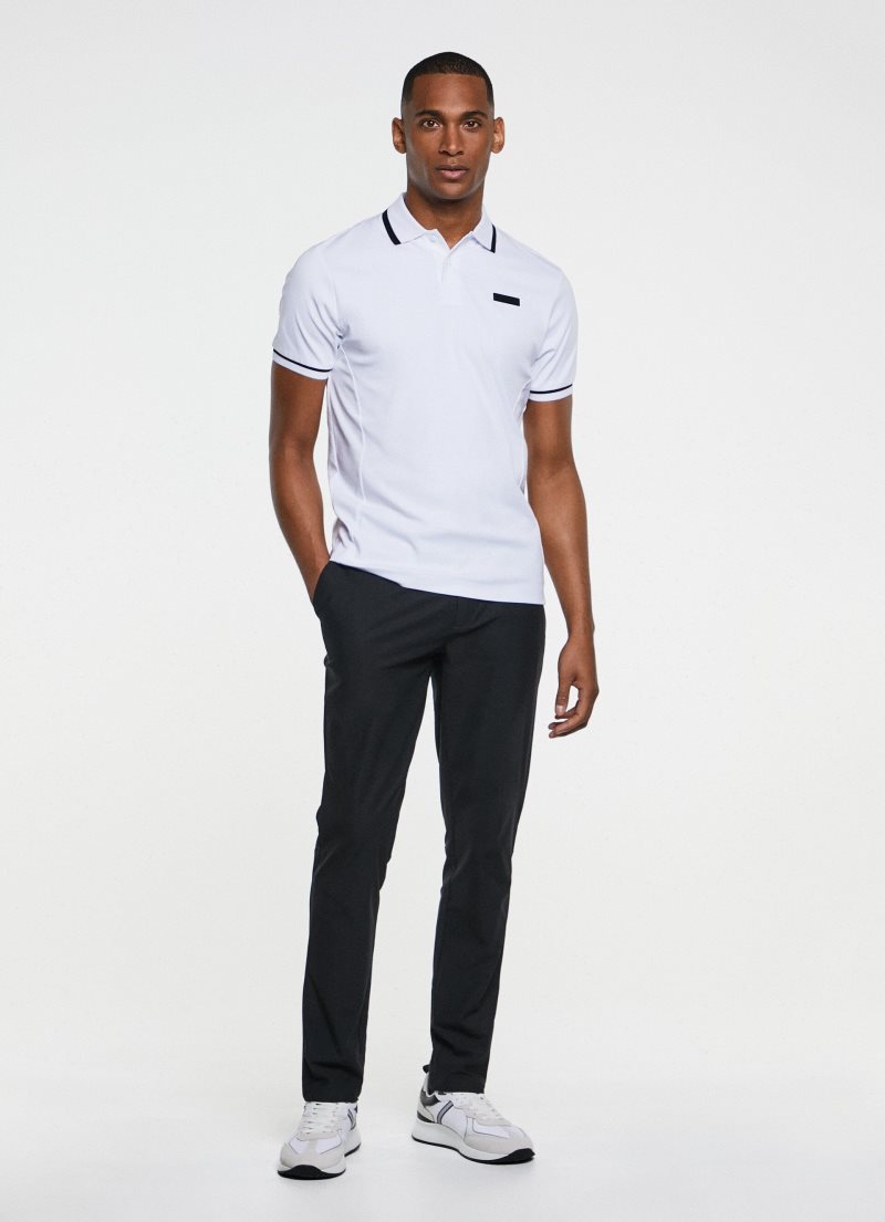 Hackett Slim Fit Sport Korta Sleeve Piketröja Herr Vita | NVTWQF-382