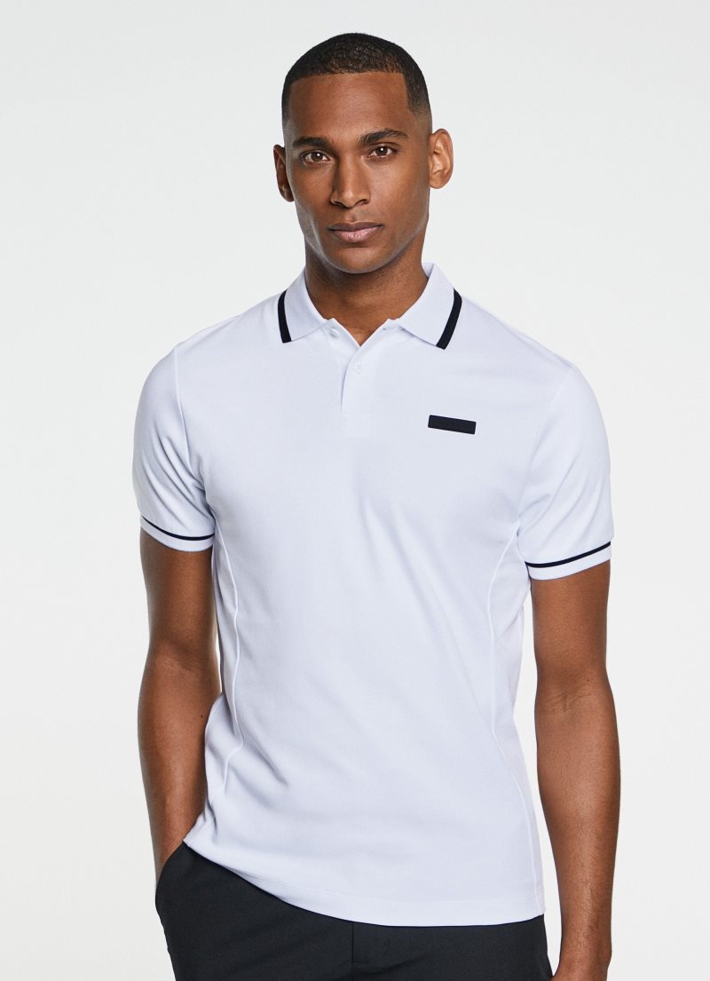 Hackett Slim Fit Sport Korta Sleeve Piketröja Herr Vita | NVTWQF-382