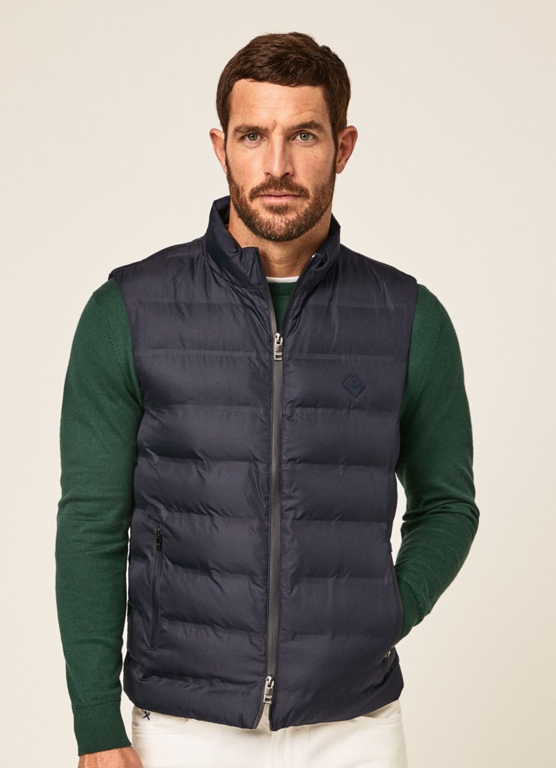 Hackett Slim Fit Vadderad Gilet Jacka Herr Marinblå | HVOMDR-619