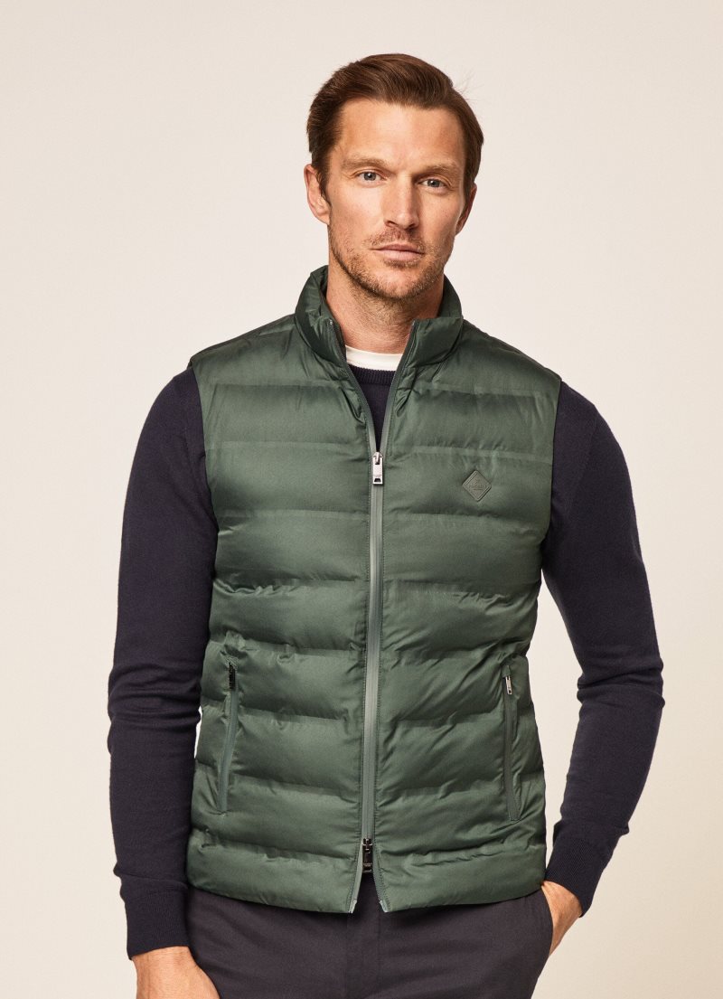 Hackett Slim Fit Vadderad Gilet Jacka Herr Olivgröna | KWAQYX-368