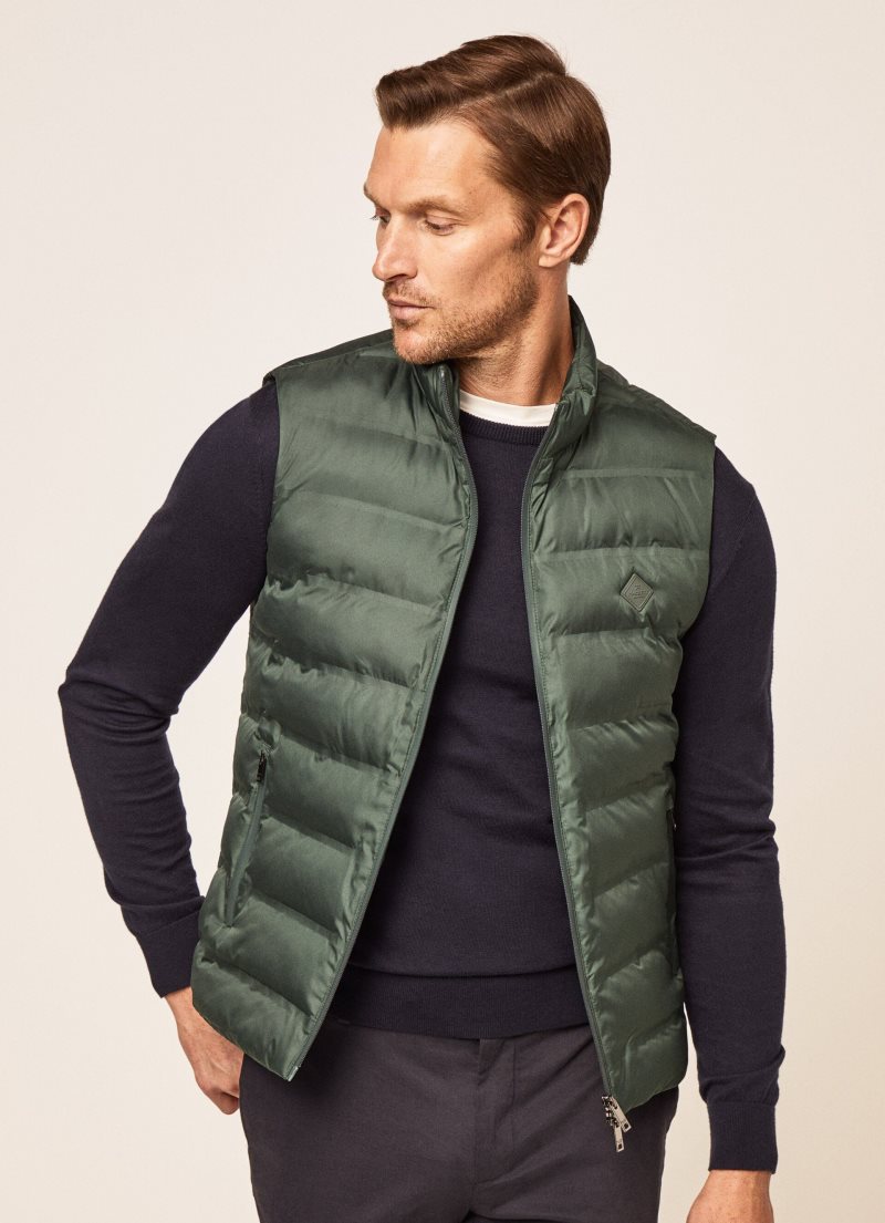 Hackett Slim Fit Vadderad Gilet Jacka Herr Olivgröna | KWAQYX-368