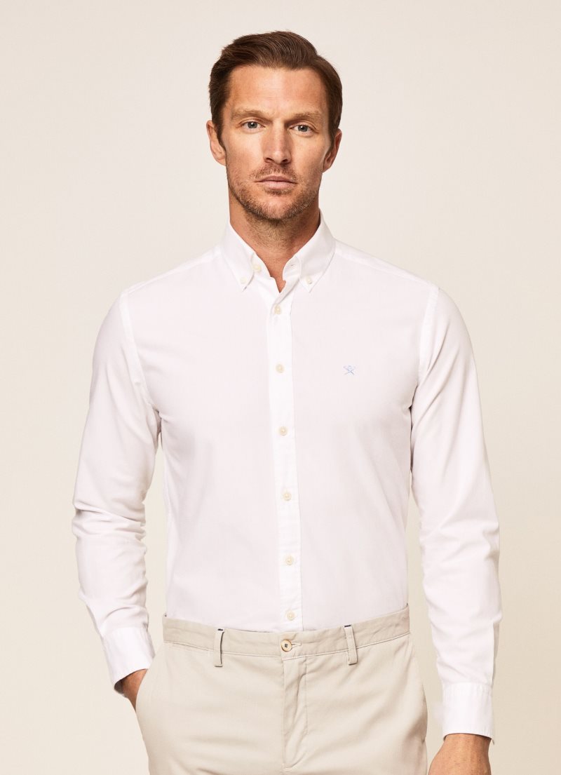 Hackett Slim-fit Oxford Skjorta Herr Vita | YAMKBZ-238