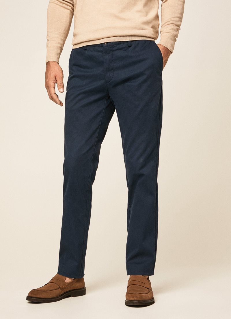 Hackett Textured Slim Fit Långbyxor Herr Marinblå | CKDPJF-978