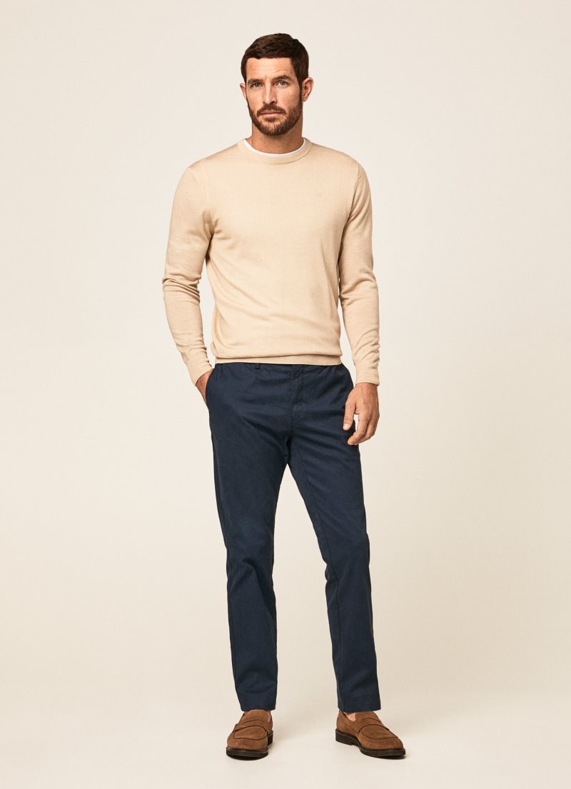 Hackett Textured Slim Fit Långbyxor Herr Marinblå | CKDPJF-978