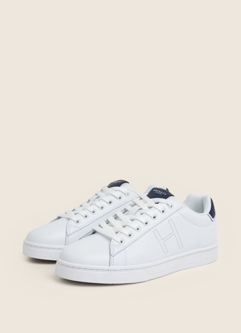 Hackett Two-tone Läder Sneakers Träningsskor Herr Vita | BCHJGE-149