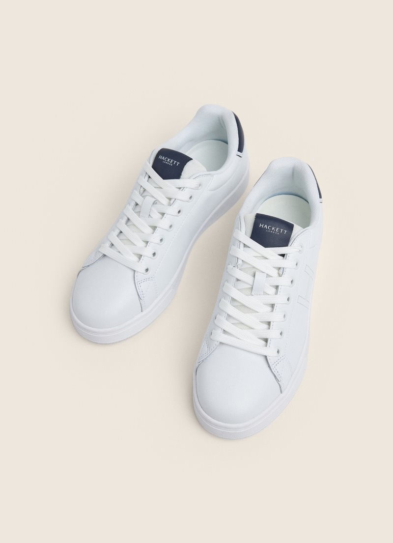 Hackett Two-tone Läder Sneakers Träningsskor Herr Vita | BCHJGE-149