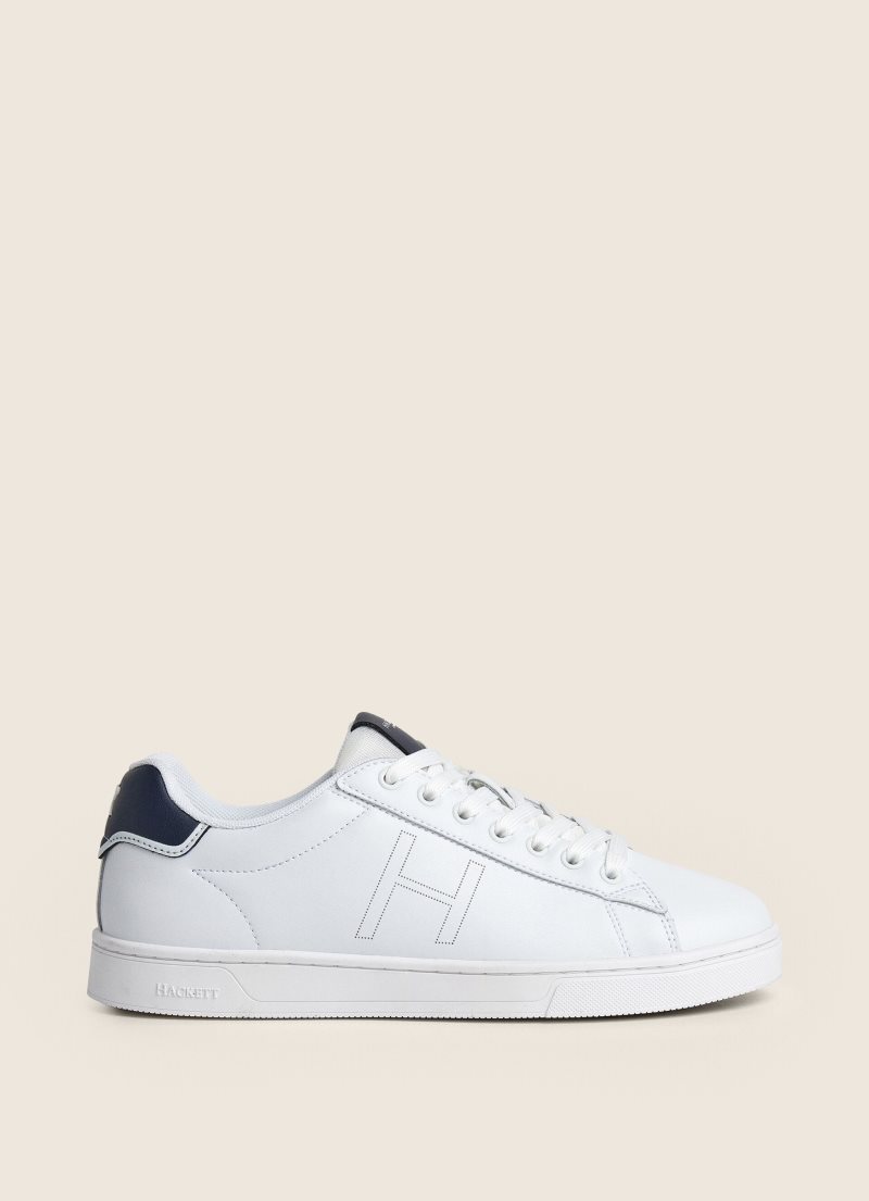 Hackett Two-tone Läder Sneakers Träningsskor Herr Vita | BCHJGE-149