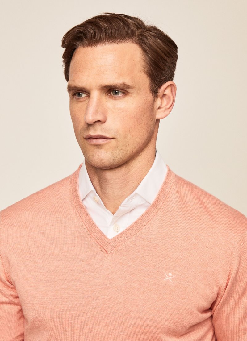 Hackett V-neck Bomull Jersey Stickat Herr | GULYSX-674