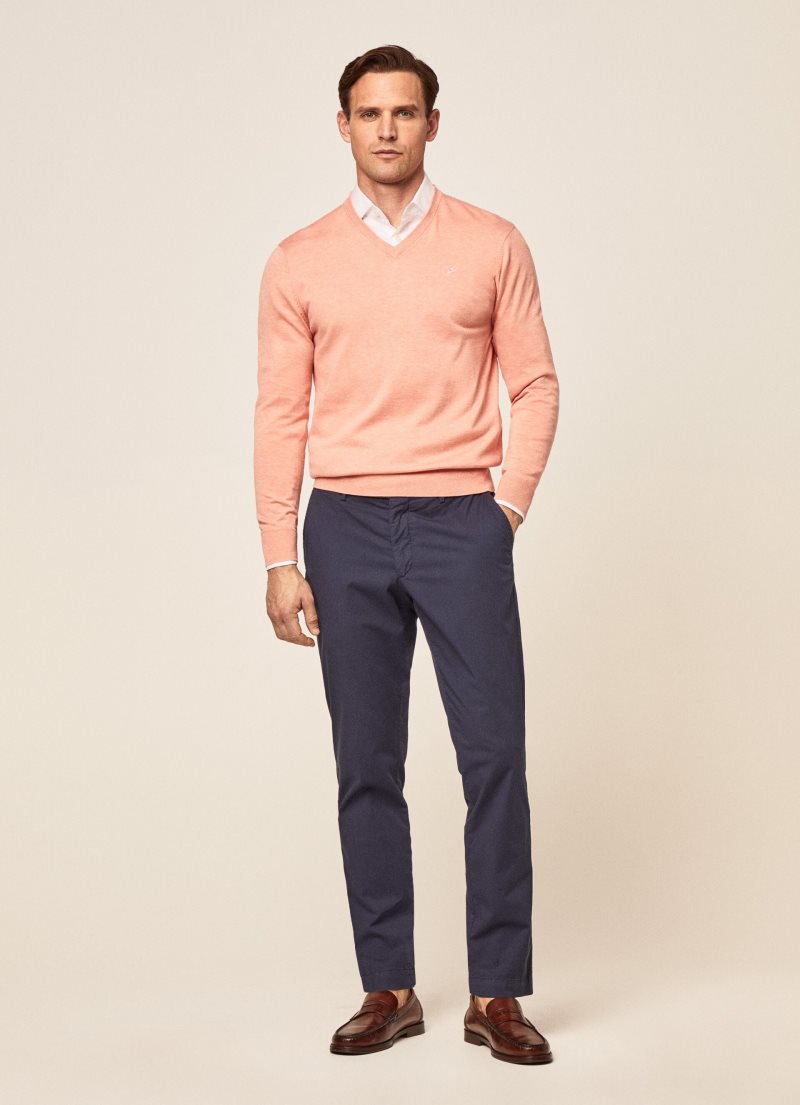 Hackett V-neck Bomull Jersey Stickat Herr | GULYSX-674