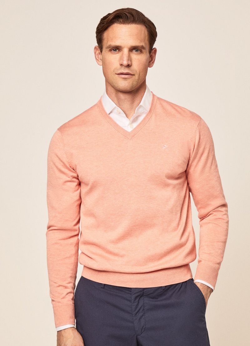 Hackett V-neck Bomull Jersey Stickat Herr | GULYSX-674