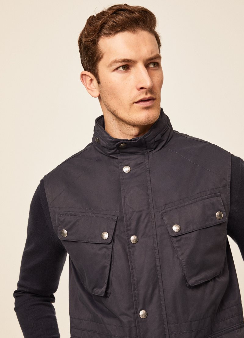 Hackett Velo Zip Gillet Jacka Herr Marinblå | CAKYNG-842