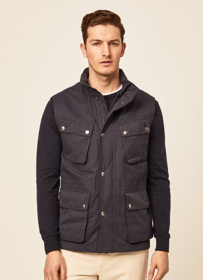 Hackett Velo Zip Gillet Jacka Herr Marinblå | CAKYNG-842