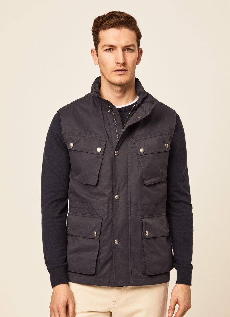 Hackett Velo Zip Gillet Väst Herr Marinblå | OGNXYQ-063