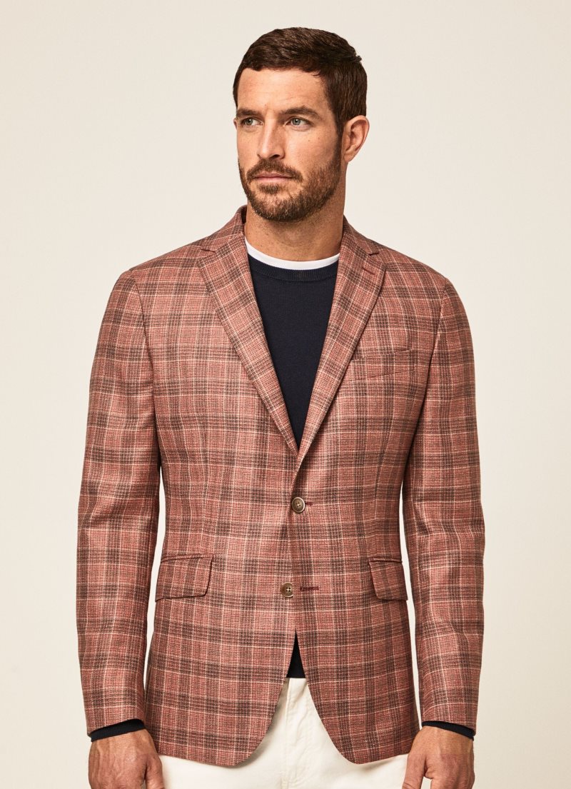 Hackett Window Check Blazers Herr Röda | YREQLT-672