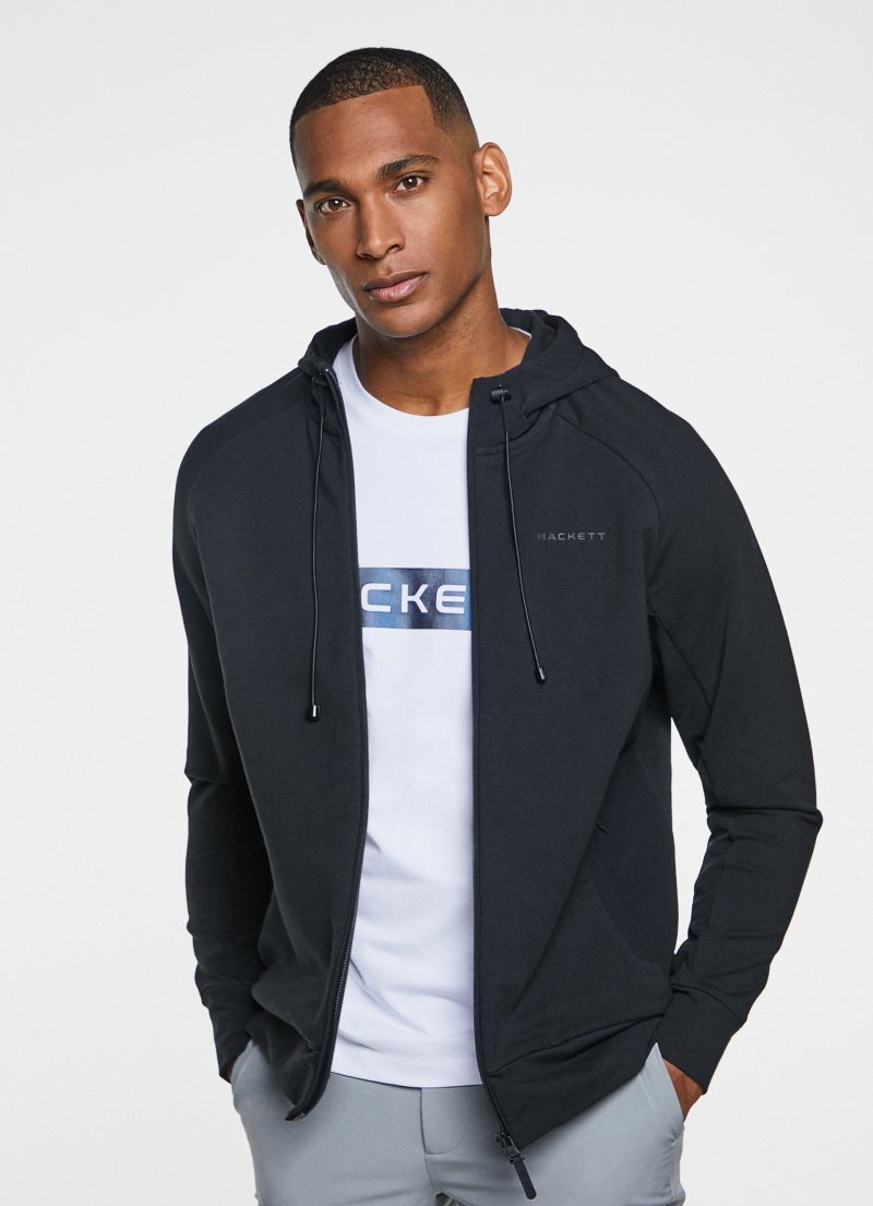 Hackett Zip Hoodie Tröjor Herr Svarta | AVYCNO-419